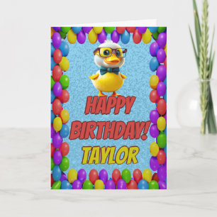Cartão Borracha Pato Personalizado Saudação Aniversário