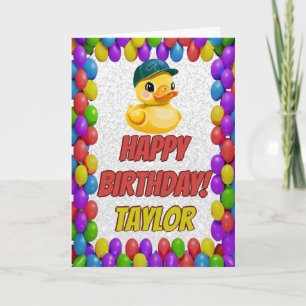 Cartão Borracha Pato Personalizado Saudação Aniversário