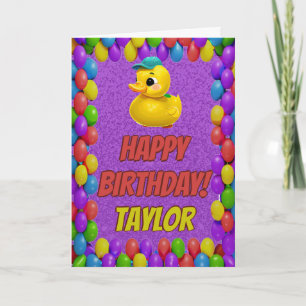 Cartão Borracha Pato Personalizado Saudação Aniversário