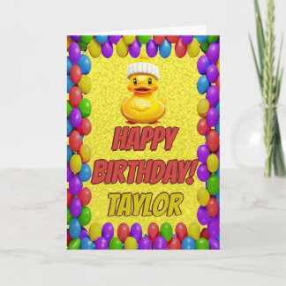 Cartão Borracha Pato Personalizado Saudação Aniversário