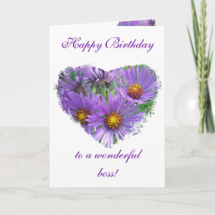 Cartão Boss Birthday Purple Fall Asters Wildflower
