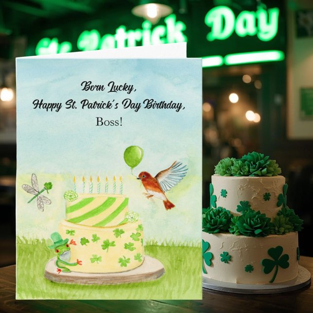 Cartão Boss Happy St Patricks Day Birthday (Criador carregado)