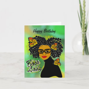 Cartão Boss Lady African American Birthday