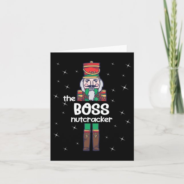 Cartão Boss Nutcracker Família Combinando Pijama Divertid (Frente)