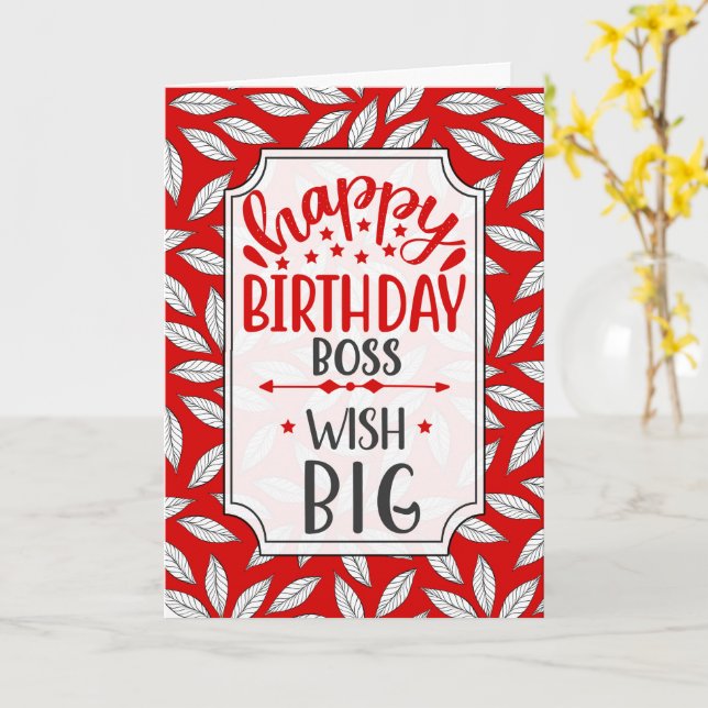 Cartão Boss Wish Big Red Botanical Typography Birthday (Flor Amarela)