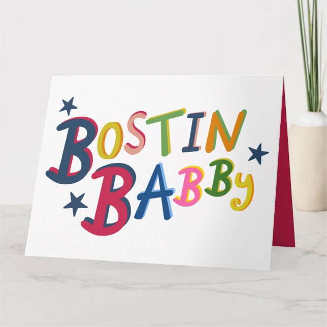 Cartão BOSTIN BABBY Black Country escreve New Baby Card (Frente)