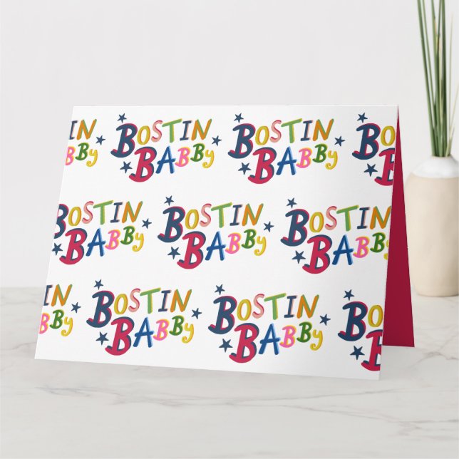 Cartão BOSTIN BABBY Black Country escreve New Baby Card (Frente)