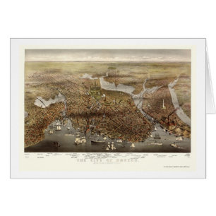 Cartão Boston, mapa panorâmico das MÃES - 1873