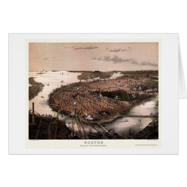 Cartão Boston, mapa panorâmico das MÃES - 1877 (Frente Horizontal)