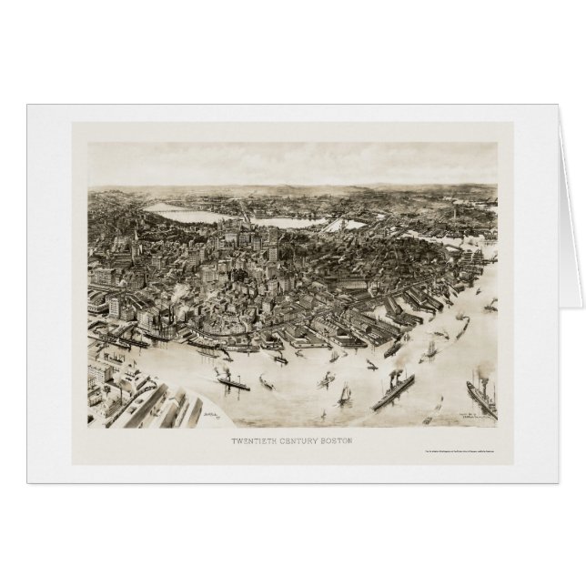 Cartão Boston, mapa panorâmico das MÃES - 1905 (Frente Horizontal)