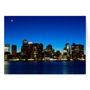 Cartão Boston skyline com lua