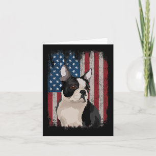 Cartão Boston Terrier American Flag Patriótico 4 De Julho