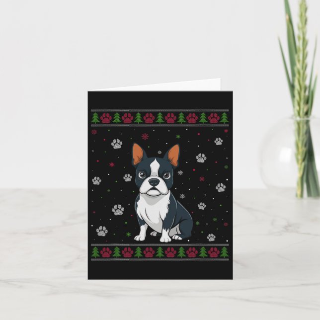 Cartão Boston Terrier Christmas Sweet Xmas Pet Animal D (Frente)