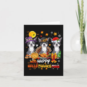 Cartão Boston Terrier Dog Happy Halloween Ação de Graças 