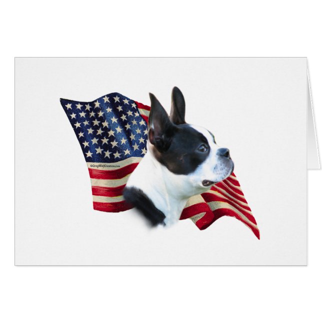 Cartão Boston Terrier Flag (Frente Horizontal)