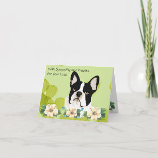 Cartão Boston Terrier, folha verde floral