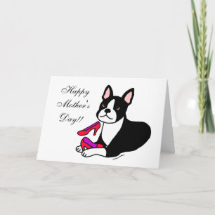 Cartão Boston Terrier Mãe (presentes no Dia de as mães)