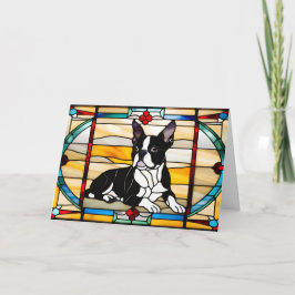 Cartão Boston Terrier StainGlass