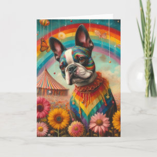 Cartão Boston Terrier Wildflower Meadow Circus Tent