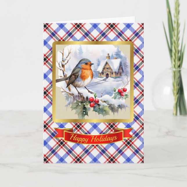 Cartão Boswell Crest & Tartan w/Robin Personalizado (Frente)