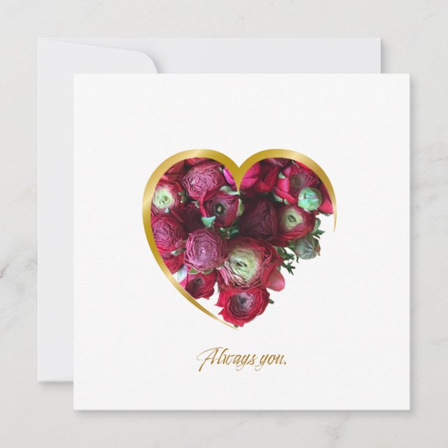 Cartão Botanical Valentine’s Day Card – Floral Heart with (Frente)