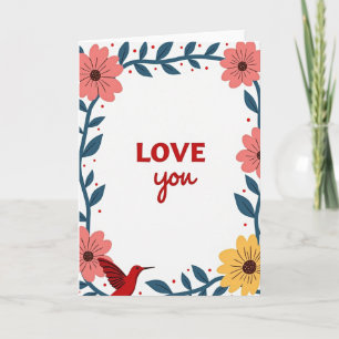 Cartão Botânico de Amor Romântico