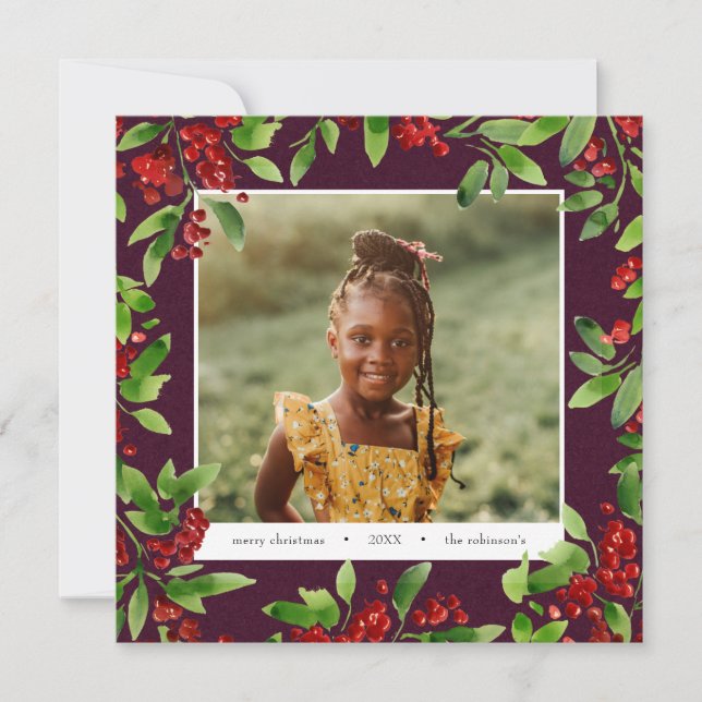 Cartão botânico de foto d'água de Natal (Frente)