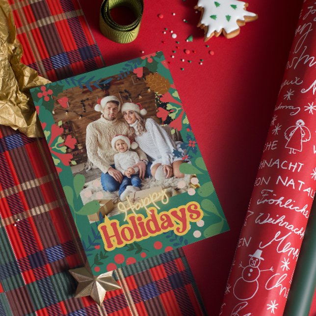 Cartão botânico retrógrado moderno de Natal (Criador carregado)