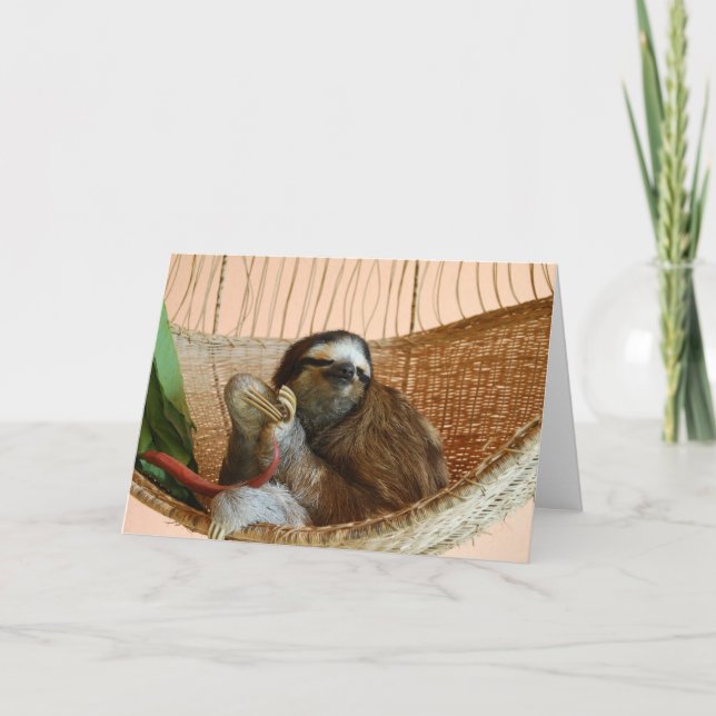 Cartão Botão de ouro a preguiça (Frente)