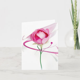 Cartão Botão de Peônia Rosa Pensando em Você Abstrato