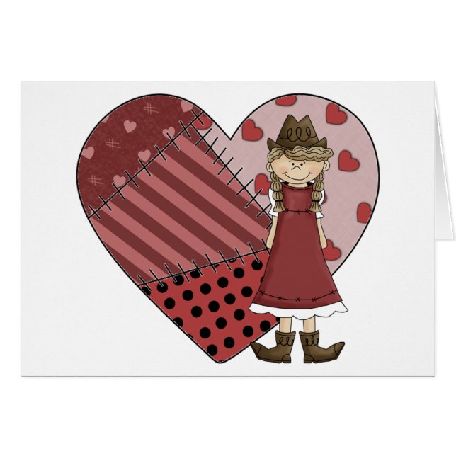 Cartão Botas da vaqueira & coração novos - vazio (Frente Horizontal)