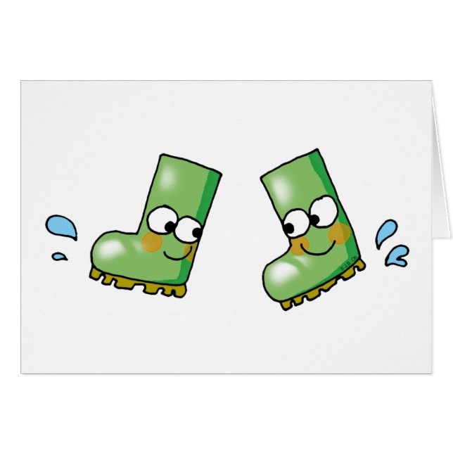 Cartão botas de chuva bonitos (Frente Horizontal)