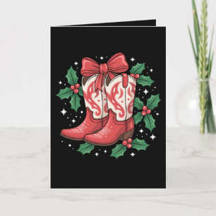 Cartão Botas de Cowboy de Natal Arco de Azevinho País Oci