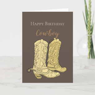 Cartão Botas de Cowboy Marrons de Aniversário
