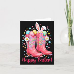 Cartão Botas de Cowgirl de Páscoa Feliz Ocidental Coelho 