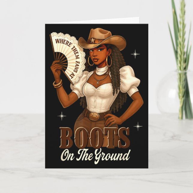 Cartão Botas de História Negra no Chão Cowgirl Western  (Frente)