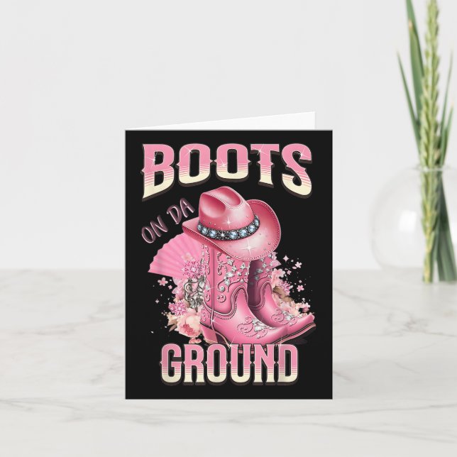 Cartão Botas Rosa Em Da Ground Western Cowgirl Hat E Bo (Frente)