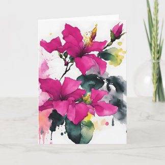 Cartão Bougainvillea - Watercolor flowers