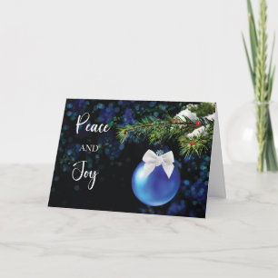 Cartão Bough of Business Peace Joy Christmas Blue Ornamen