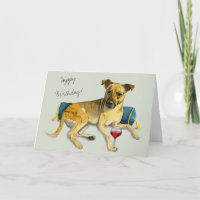 Bougie Brindle Dog Gostando De Vinho | Feliz anive