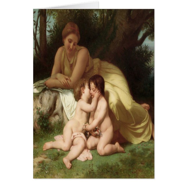 Cartão Bouguereau Embracing Children (Frente)