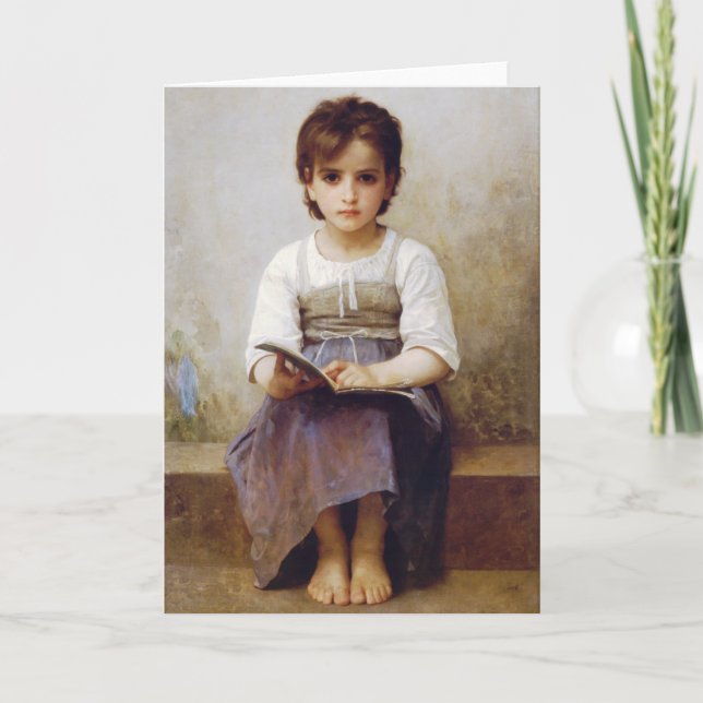 Cartão Bouguereau The Hard Lesson Greeting Card (Frente)