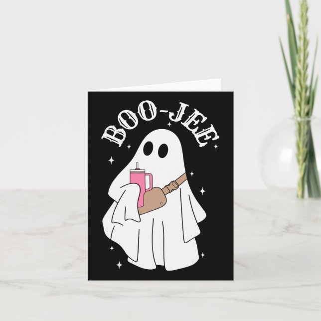 Cartão Boujee Boo-jee Cute Ghost Spooky Halloween (Frente)