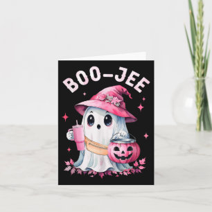 Cartão Boujee Boo Jee Spooky Ghost Pink Halloween Pumpkin