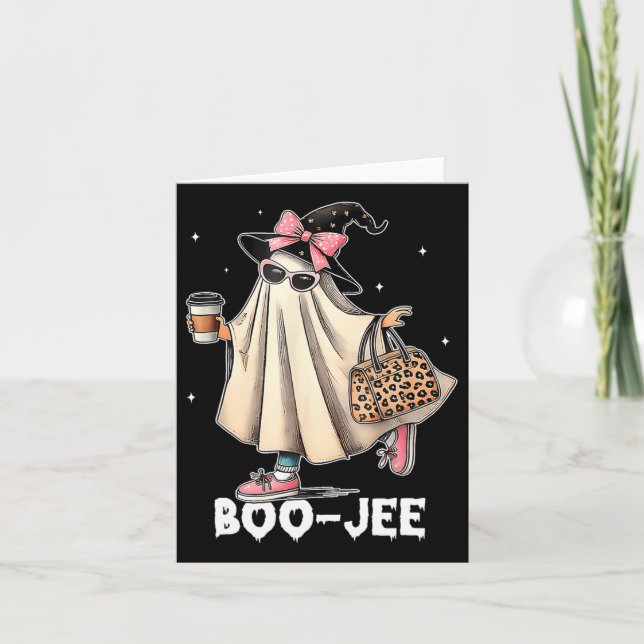 Cartão Boujee Boo Jee Spooky Ghost Pink Halloween Pumpkin (Frente)