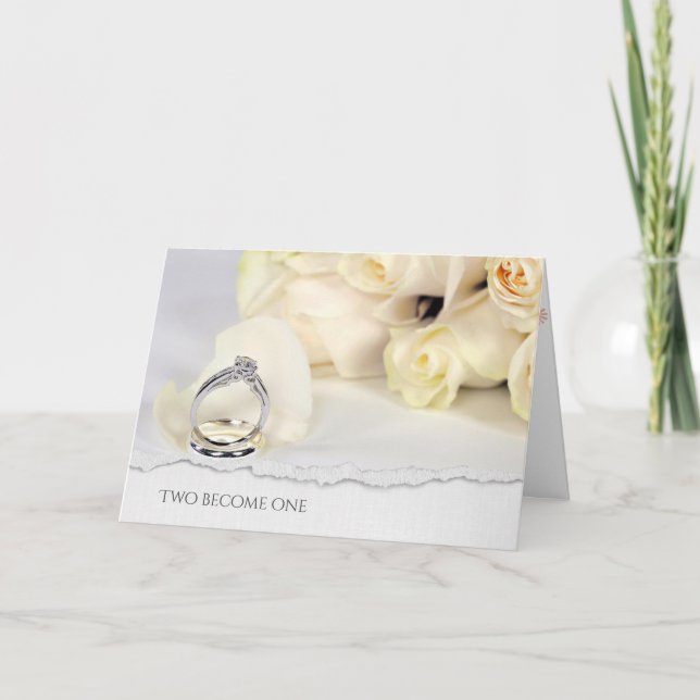 Cartão bouquet de rosa de casamento com borda de papel ra (Frente)