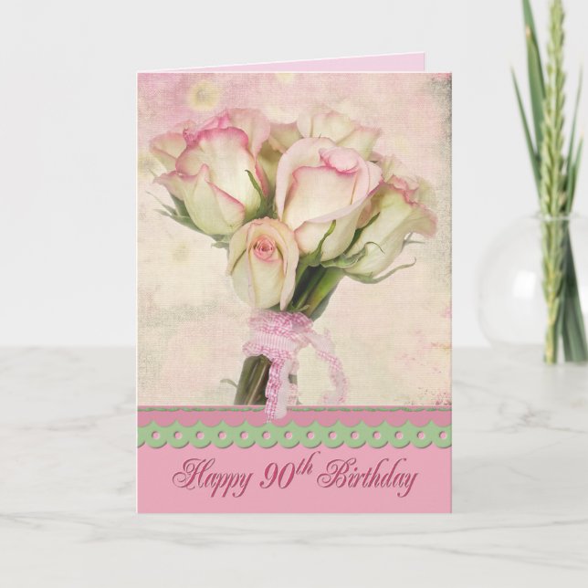 Cartão bouquet de rosas de 90 Birthday (Frente)