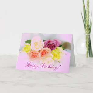 Cartão bouquet de rosas de aniversário