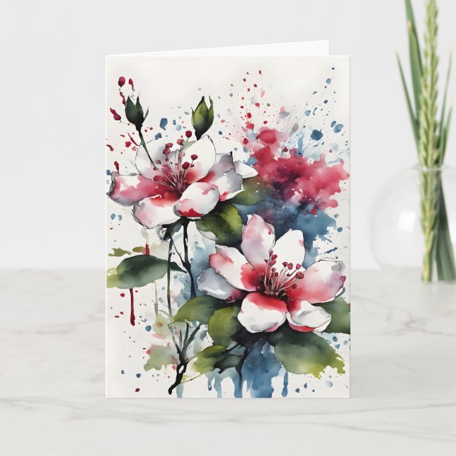 Cartão Bouvardia - Flores em aquarela (Frente)