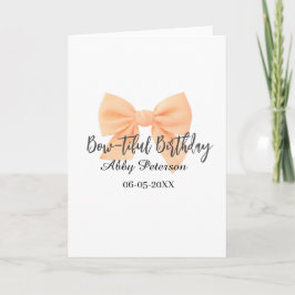 Cartão Bow-tiful birthday orange bow name date simple pas